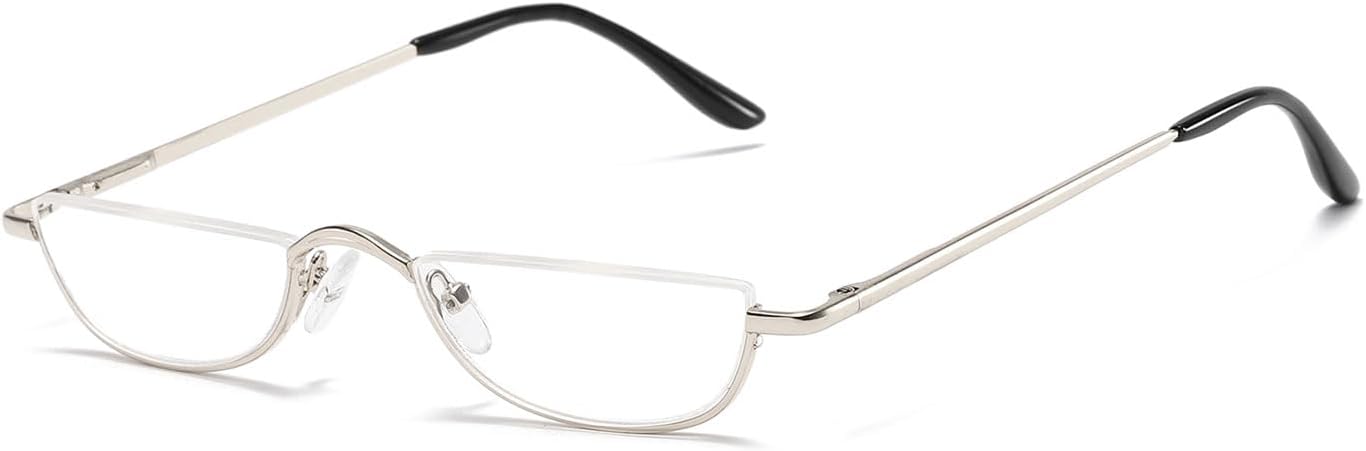 Half Moon Reading Glasses Men Women Half Rim Metal Frame Spring Hinge Retro Stylish Slim Computer Readers
