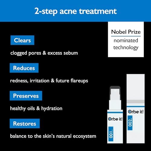 ORBE Derma Solutions Orbe it! 2-Step Acne Treatment w/ Salicylic Acid for Face & Body – Helps Unclog Pores & Reduce Pimples, Back Acne, Ingrown Hairs, Razor Bumps, Folliculitis – Spray 1oz & Cream 1oz