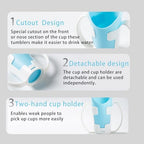 Nosey Cups with Holder 8.7oz,Elderly Care Cups for Physical Therapy Recovery and Rehabilitation