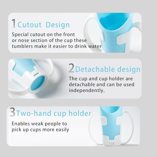 Nosey Cups with Holder 8.7oz,Elderly Care Cups for Physical Therapy Recovery and Rehabilitation