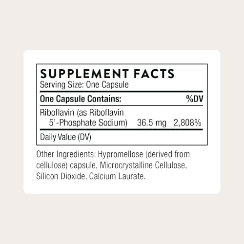 THORNE - Riboflavin 5'-Phosphate - Bioactive, Tissue Ready Form of Vitamin B2 for Methylation Support* - Vitamin B2 Supplement - Third-Party Certified - Gluten, Dairy & Soy-Free - 60 Capsules