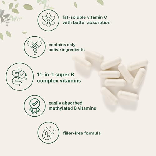 Micro Ingredients Pure Methylated B Complex, 240 Capsules | 11-in-1 Formula with Methylfolate, B12, Thiamin, Inositol, Choline, & Fat Soluble Vitamin C | Clean Ingredients Without Fillers | Non-GMO