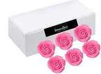 Small Ready to Use Hand-Crafted Premium Royal Icing Contoured Cupcake Topper Cake Decoration Roses (Hot Pink)