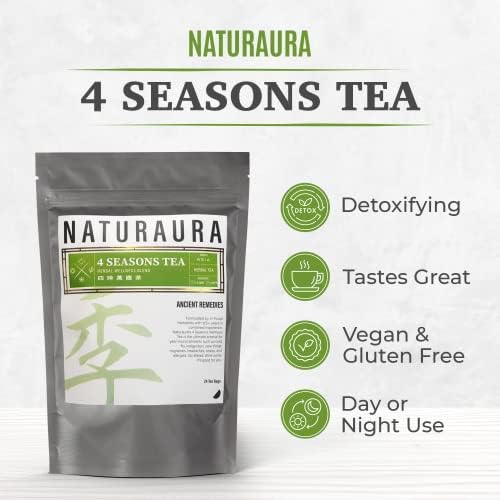 Four Seasons Herbal Wellness Tea for Detox Cleanse, Immune Support - Caffeine Free, No Add's or Preservative's - 24 Tea Bags