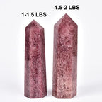 Large Strawberry Quartz Crystal Tower Natural Healing Crystal Point Wand Obelisk 6 Faceted Reiki Chakra Meditation Therapy Home Decor Gift 1.5-2 LBS
