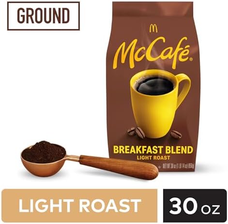 McCafe Breakfast Blend, Ground Coffee, Light Roast, Citrus Flavor Notes, Premium Quality, Responsibly Sourced, Kosher Certified, 30oz. Bag