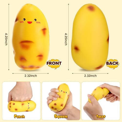 Gemscream 12 Pcs Potato Stress Balls for Adults Funny Inspirational Stress Reliever Squeezable Mini Potato Foam Balls Motivational Funny Gifts Appreciation Gifts for Employee Coworker