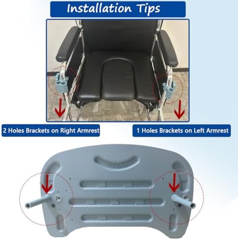 Wheelchair Tray Table - Removable Wheelchair Desk Lap Board Eating Aid for Nursing Patient, Fits Wheelchair Arms of Distance 16" - 20" (Blue)