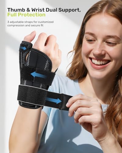 Carpal Tunnel Wrist Brace for Left Hand, Thumb Spica Splint for De Quervain's Tenosynovitis & Tendonitis, Night Support Brace for Women Men, 5X Flexible Support & 3 Adjustable Straps, Gray S/M
