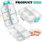 Meekoo 8 Pcs Travel Pill Organizer Pocket Portable Pill Case Daily Container Small Container Medicine Travel with 10 Compartments for Purse Fish Oil Medicine(Clear White)