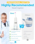 Nasal Irrigation System with 40 Saline Packets, 15s Quick Relief, Nettie Pot Sinus Rinse with 4 Speeds, 1000mah USB-C Charging, 6 Nozzles for Kid Adult, IPX7 Waterproof, Congestion Pressure Relief