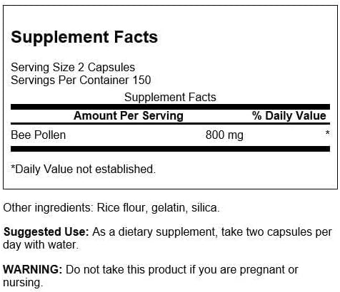 Swanson Bee Pollen 400 Milligrams 300 Capsules