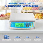 CGOLDENWALL Commercial Kitchen Scale 30kg/1g Large Digital Price Computing Scale with Stainless Steel Platform, KG/LB/OZ Conversion, LCD Display AC/DC Power for Shop