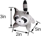 Glow Pups Raccoon Dog Toy 3 Pack with Squeaker, Plush Hide and Seek Dog Toys for Small to Medium Dogs, Burrow Replacement Animals, Woodland Gray, 3 x 5 x 2 inches