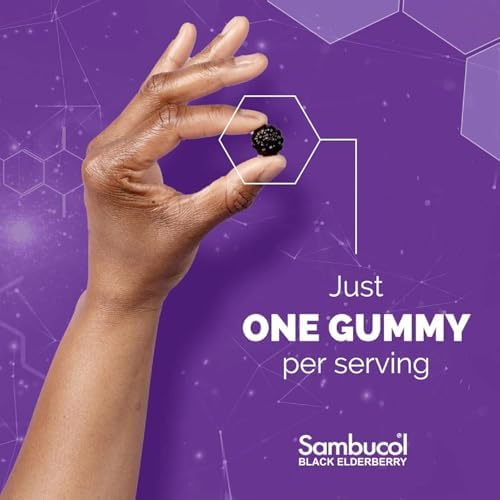 Sambucol Elderberry Gummies - Immune Support Supplement for Adults with Vitamin C & Zinc, Sambucus Elderberry with High Antioxidants, Gluten Free, Vegan - 60 Count