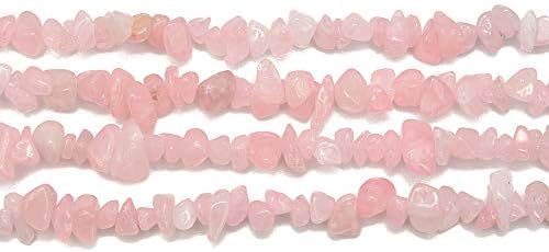 Gemstone Chips Natural Pink Rose Quartz 3-5mm Healing Crystals Waist Bracelets Necklace Kit Irregular Stone DIY Crafts Design Jewelry Making Approxi 32 inch