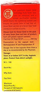Seacod Cod-liver Oil Capsules ,Omega-3 Fatty Acid, Vitamin A, Vitamin D 100 Capsules