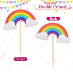 24 Pcs Rainbow Cupcake Toppers, Party Cake Toppers Diy, Rainbow Birthday Cake Toppers, Insert Toppers Cupcake Supplies for Girl Boys Baby Shower Birthday Party Baking
