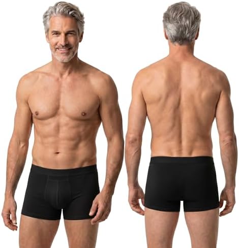 PROTECHDRY - Washable & Reusable Urinary Incontinence Cotton Boxer Brief Underwear for Men (Black, Large)