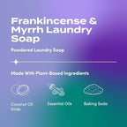 Zum Powdered Laundry Soap by Indigo Wild - Plant-Based Laundry Soap with Baking Soda, Coconut Oil & Essential Oils - 64 Loads (32 oz) - Frankincense & Myrrh