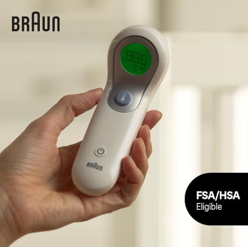 Braun No Touch and Forehead Thermometer - Touchless Thermometer for Adults, Babies, Toddlers & Kids, Color-Coded Fever Guidance, Fast, Reliable, and Accurate Results