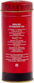 New English Teas Red British Post Box Tea Tin with 14 English Breakfast Teabags – English Gifts, Iconic London Souvenir, British Collectible Tin