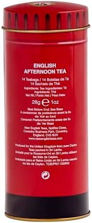 New English Teas Red British Post Box Tea Tin with 14 English Breakfast Teabags – English Gifts, Iconic London Souvenir, British Collectible Tin