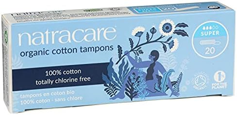 Natracare Non-Applicator 100% Organic Cotton Tampons, Super, Totally Chlorine Free, Biodegradable and Compostable (12 Pack, 240 Tampons Total)