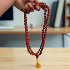 Rudraksha Japa Mala 7mm with Japa Bag Gomukhi | Natural Himalayan Genuine Original Rudraksha Rosary Garland Japa Mala Religious Tibetan Rudraksha Mala Necklace Bracelet Yoga Meditation Bead
