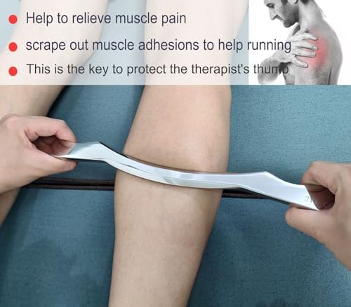 Muscle Scraper Stainless Steel Gua sha Scraping Massage Tool IASTM Tools Great Soft Tissue Mobilization Tool 14 inch Long bar(Double Edge)