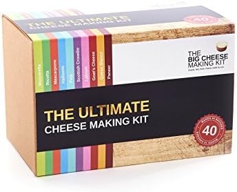 The Big Cheese Ultimate Cheese Making Kit - Makes 10 Cheeses (Mozzarella, Mascarpone, Feta, Ricotta + 6 More) - 40 Batches with Rennet & Recipe Book