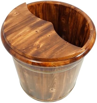Wooden Foot Bath Bucket For Soaking And Massage,16 Inch Wooden Bucket Feet Relax Bucket, Home Spa Experience With Heat Retention & Massage Beads, Ideal For Home Spa, Massage, Sauna