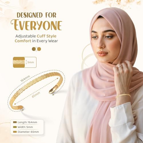 Ramadan Muslim Elegant Gift 18K Gold Ayatul Kursi Engraved Bracelet for Muslim Women Islamic Arabic Jewelry