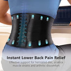 Copper-Infused Back Support Brace – Lightweight Lumbar Belt with 6 Supportive Stays for Lower Back Pain Relief, Muscle Spasms, Strains, Arthritis, and Sciatica – for Men and Women (X-Large)