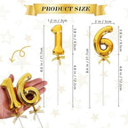 BEISHIDA 3D Number Cake Topper Gold 16 Numbers Happy 16th Birthday Cake Toppers for Birthday Wedding Anniversary Decorations