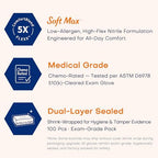 Supmedic Medical Soft Max™ Nitrile Exam Gloves, 100 Count Latex-Free Powder-Free Non-Sterile Food Safe Disposable Glove, Blue