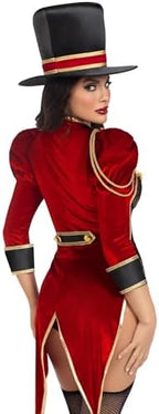 Leg Avenue Women's 2 PC Ravishing Ringmaster Costume Womens Halloween Costumes with Attached Velvet Tail Coat, and Top Hat