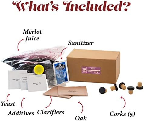 Craft A Brew - Merlot Wine Recipe Kit - 1 Gallon - Ingredients for Home Brewing Wine - Wine Making Ingredients and Supplies