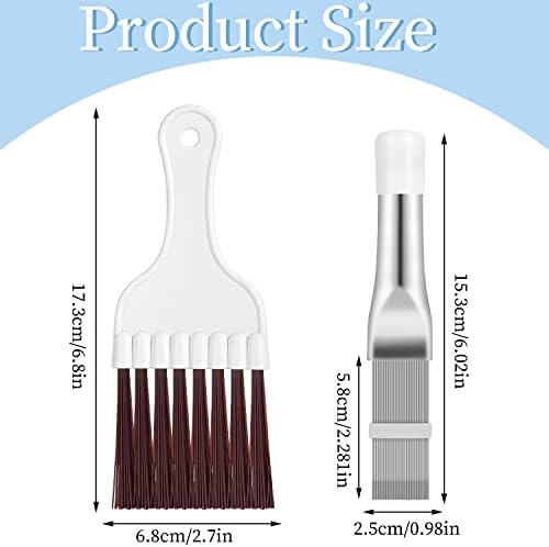 Pimoys 3 in 1 Set Air Conditioner Condenser Fin Comb, 1 Coil Cleaner Stainless Steel Fin Comb with 2 Evaporator Radiator Cleaning Whisk Brush