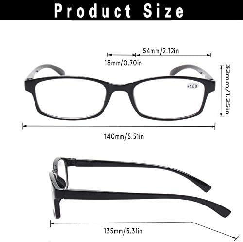 Reading Glasses 5 Pairs Quality Readers Spring Hinge Vintage Glasses for Reading for Men and Women (5 Pack Black, 2.5)