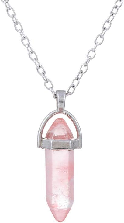 Healing Hexagonal Point Pendulum Jewelry Accessories Natural Crystal Necklace Stone Pendant Quartz chain(B2)