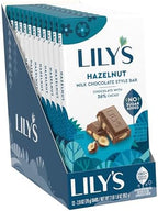 LILY'S Hazelnut Milk Chocolate Style No Sugar Added, Sweets Bars, 2.8 oz (12 Count)