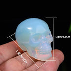 2.0" Opal Skull Decor Statue Crystals and Healing Stones Skull Figurine Polished Gemstones Bedroom Office Desk Halloween Decoration