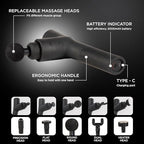 Deep Tissue Muscle Massage Gun | Powerful Handheld Percussion Massager | Back | Neck | Full Body Muscle Recovery | 22 lbs Stall Force | 8 mm Amplitude | 6 Speeds | Quiet | 240 Min Battery