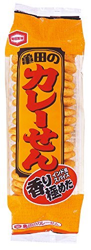 KAMEDA "Curry-Senbei" 18 x 12 packs Japanese Poplar Moist Rice Crackers