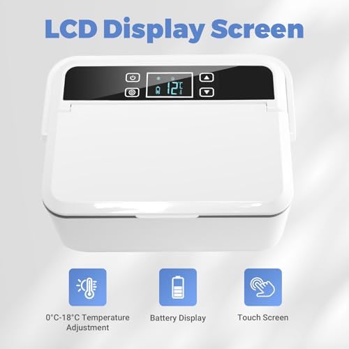 Electric Insulin Cooler Travel Case Box, Insulin Fridge, Portable Insulin Refrigerator, Mini Fridge for 5-6 Pens, Rechargeable Battery, Temperature Control, LCD Display, Travel Case for Home Outdoor