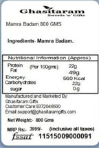 Jaiccha Ghasitaram Rakhi Gifts for Brothers Rakhi Dryfruits - Mamra Badam 800 GMS in Brown Paper Pouch with Rudraksh Rakhi