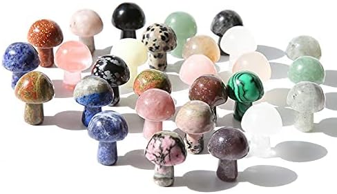 10PCS Mini Natural Rose Quartz All Kinds of Gemstone Carving Crafts Crystal Mushrooms for Home Decoration