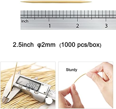 BLUE TOP Wood Bamboo Individually Cello Wrapped Toothpicks 2.5Inch Pack 1000 High-class Appetizer Picks Sturdy Food Pick for Appetizers Cocktails Fruit Olive picks.