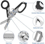 Heavy Duty 6 in 1 Multifunctional Trauma Shears Foldable | Stainless Steel emergency response scissors | Survival Shears with Holster | Medical Trauma shears Tactical With Strap Cutter | Black